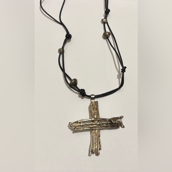 Men’s rustic Sterling Silver Cross Necklace Twig Cross Necklace